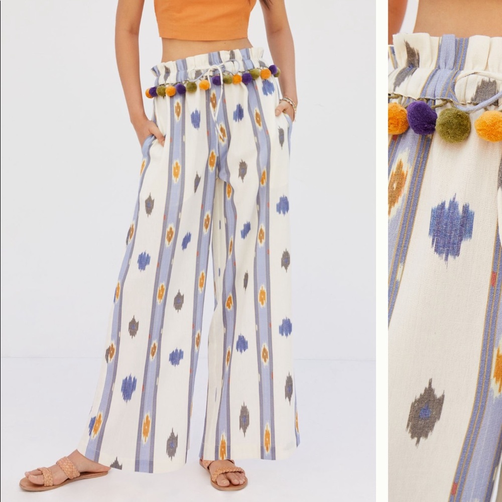 NWT Anthropologie Pom Pom Wide-leg Pants